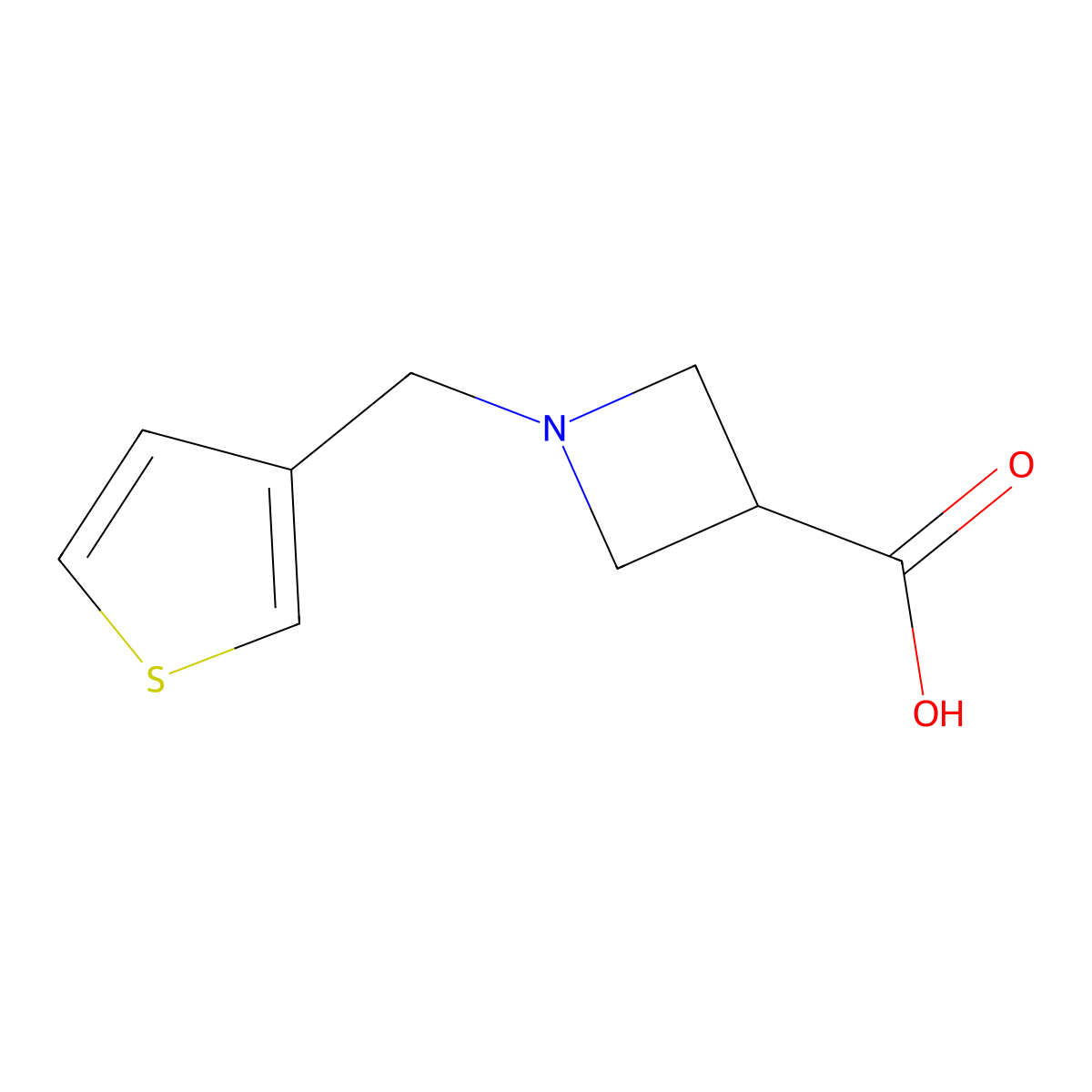 1-[(Thiophen-3-yl)methyl]azetidine-3-carboxylic acid molecular structure, CAS 1343746-20-2