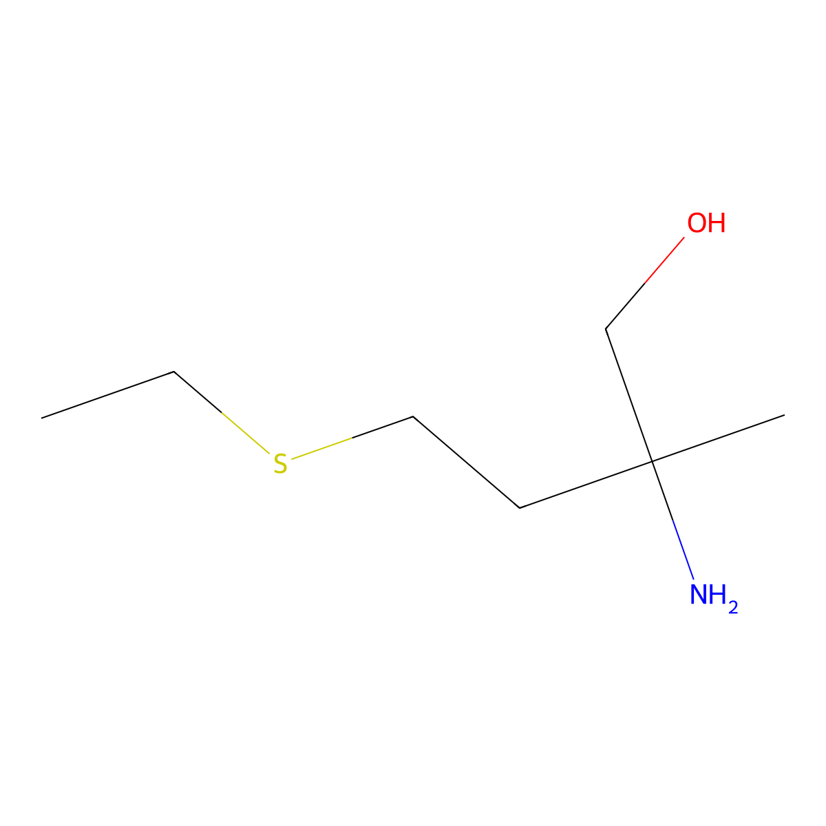 2-Amino-4-(ethylsulfanyl)-2-methylbutan-1-ol molecular structure, CAS 1343746-93-9