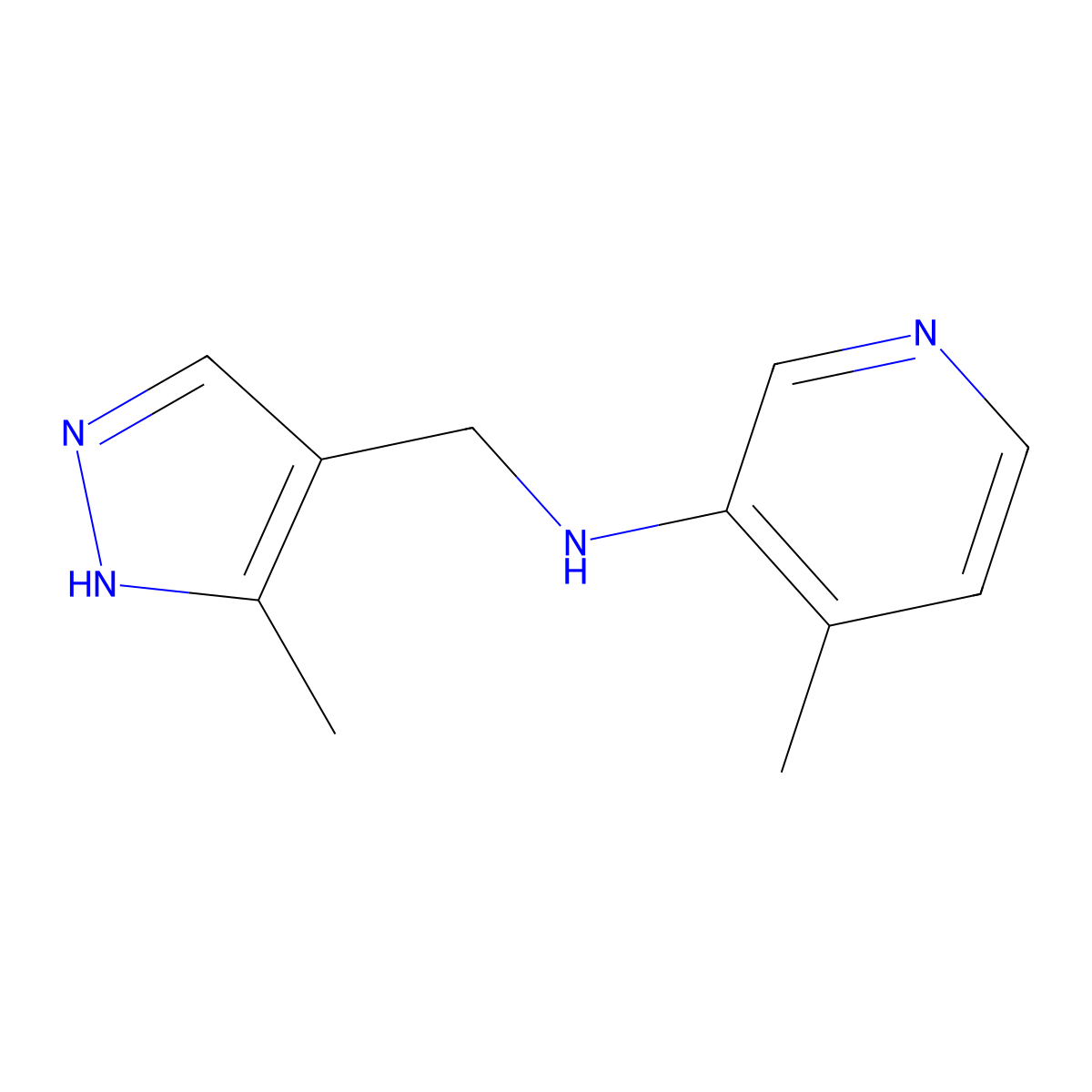 4-Methyl-N-((3-methyl-1H-pyrazol-4-yl)methyl)pyridin-3-amine molecular structure, CAS 1343747-96-5