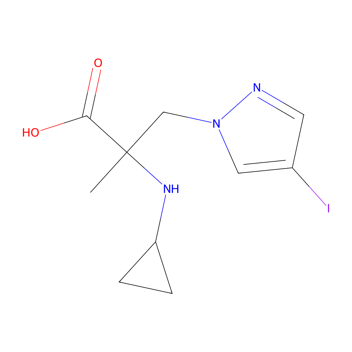 2-(Cyclopropylamino)-3-(4-iodo-1h-pyrazol-1-yl)-2-methylpropanoic acid molecular structure, CAS 1343748-34-4
