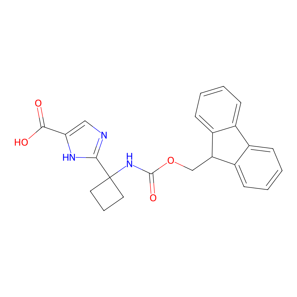 2-(1-((((9h-Fluoren-9-yl)methoxy)carbonyl)amino)cyclobutyl)-1h-imidazole-4-carboxylic acid molecular structure, CAS 1343748-35-5