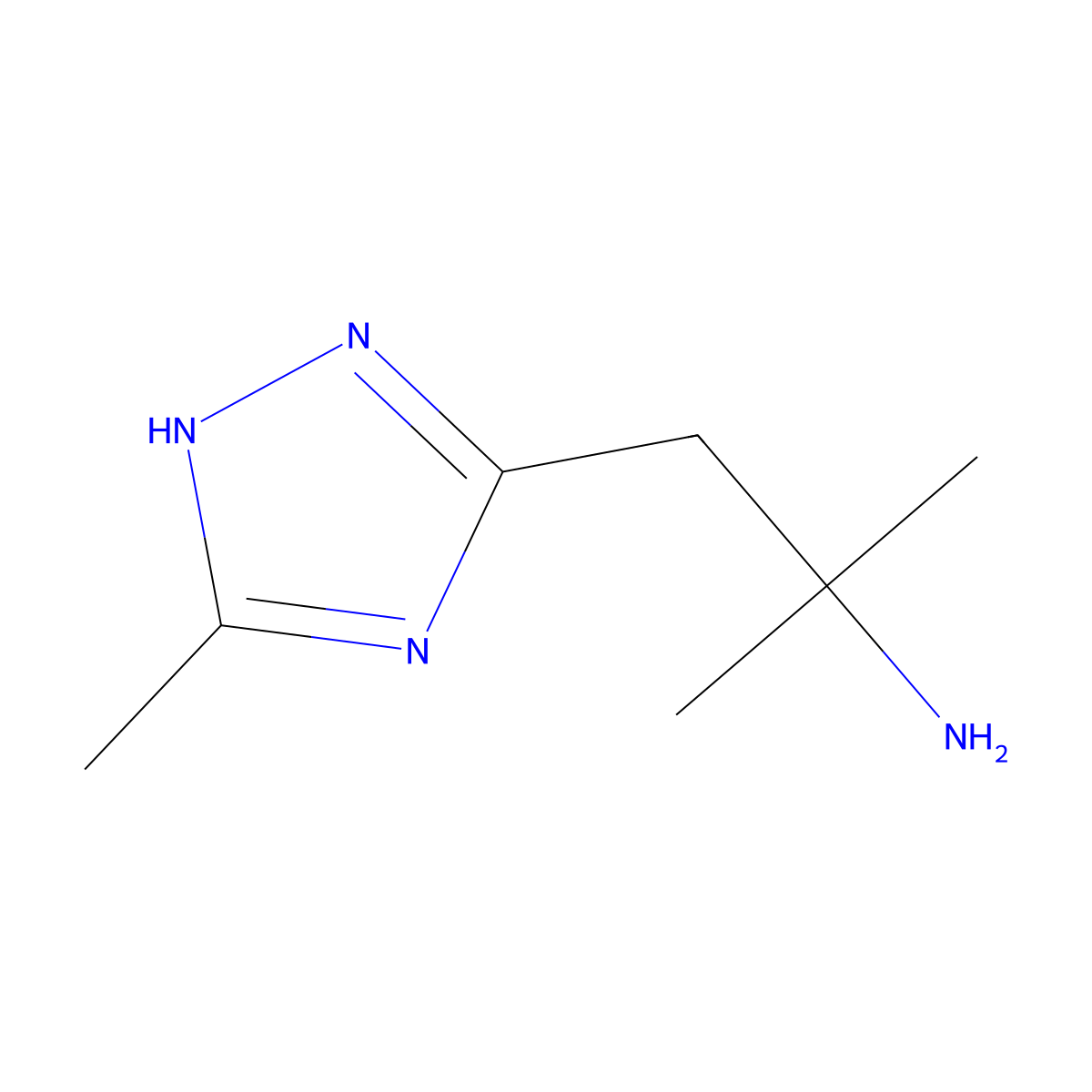 2-methyl-1-(3-methyl-1H-1,2,4-triazol-5-yl)propan-2-amine molecular structure, CAS 1343748-62-8