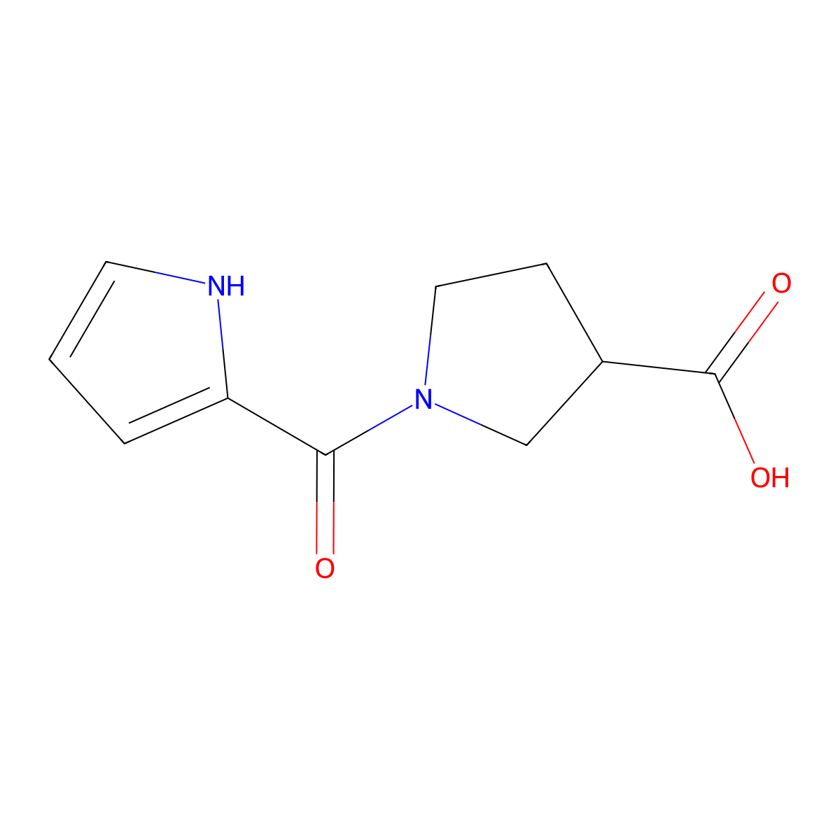 1-(1H-pyrrole-2-carbonyl)pyrrolidine-3-carboxylic acid molecular structure, CAS 1343751-95-0