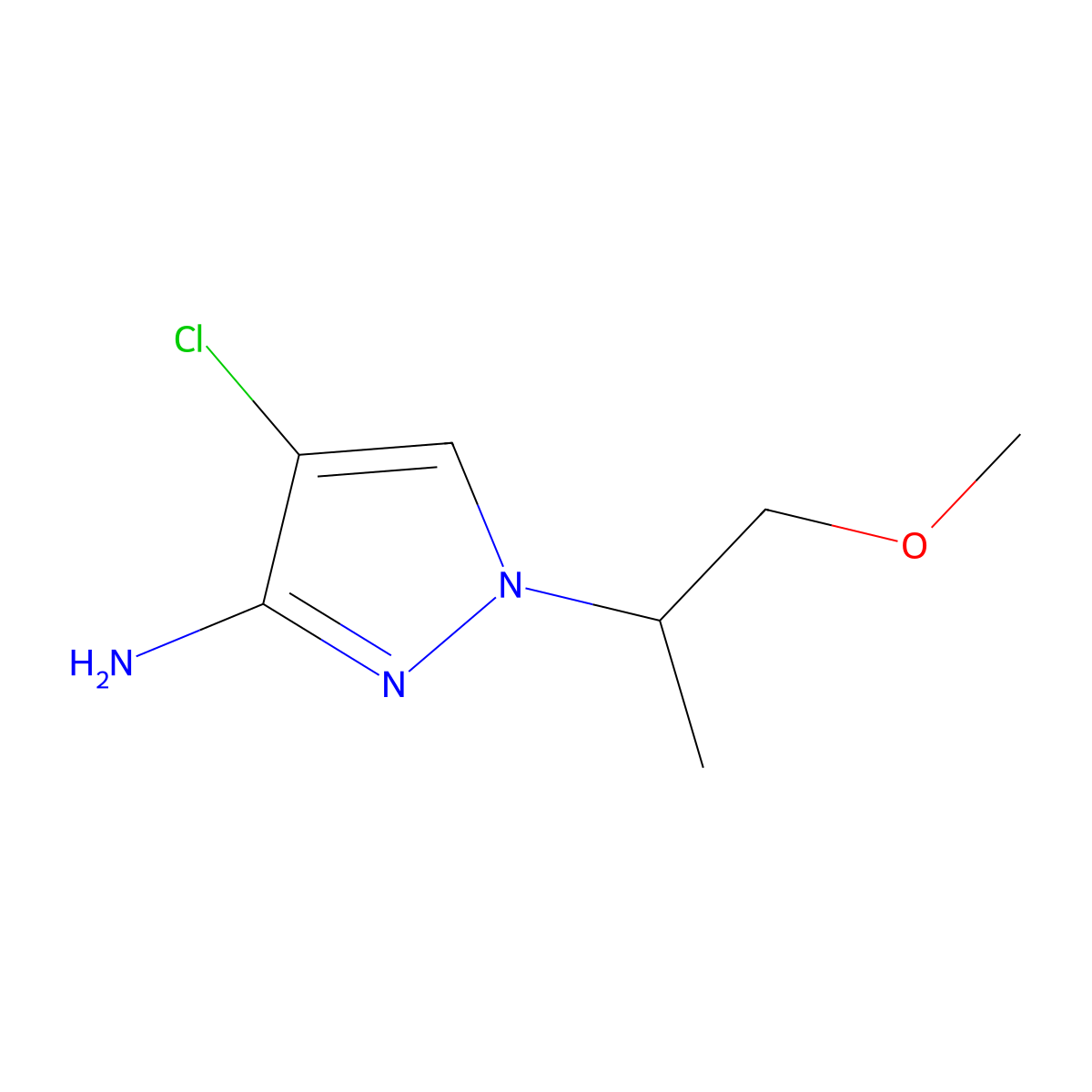 4-chloro-1-(1-methoxypropan-2-yl)-1H-pyrazol-3-amine molecular structure, CAS 1343753-91-2