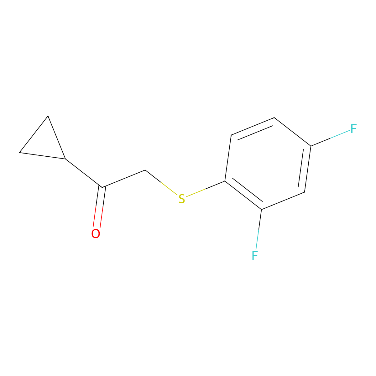 1-Cyclopropyl-2-((2,4-difluorophenyl)thio)ethan-1-one molecular structure, CAS 1343754-38-0
