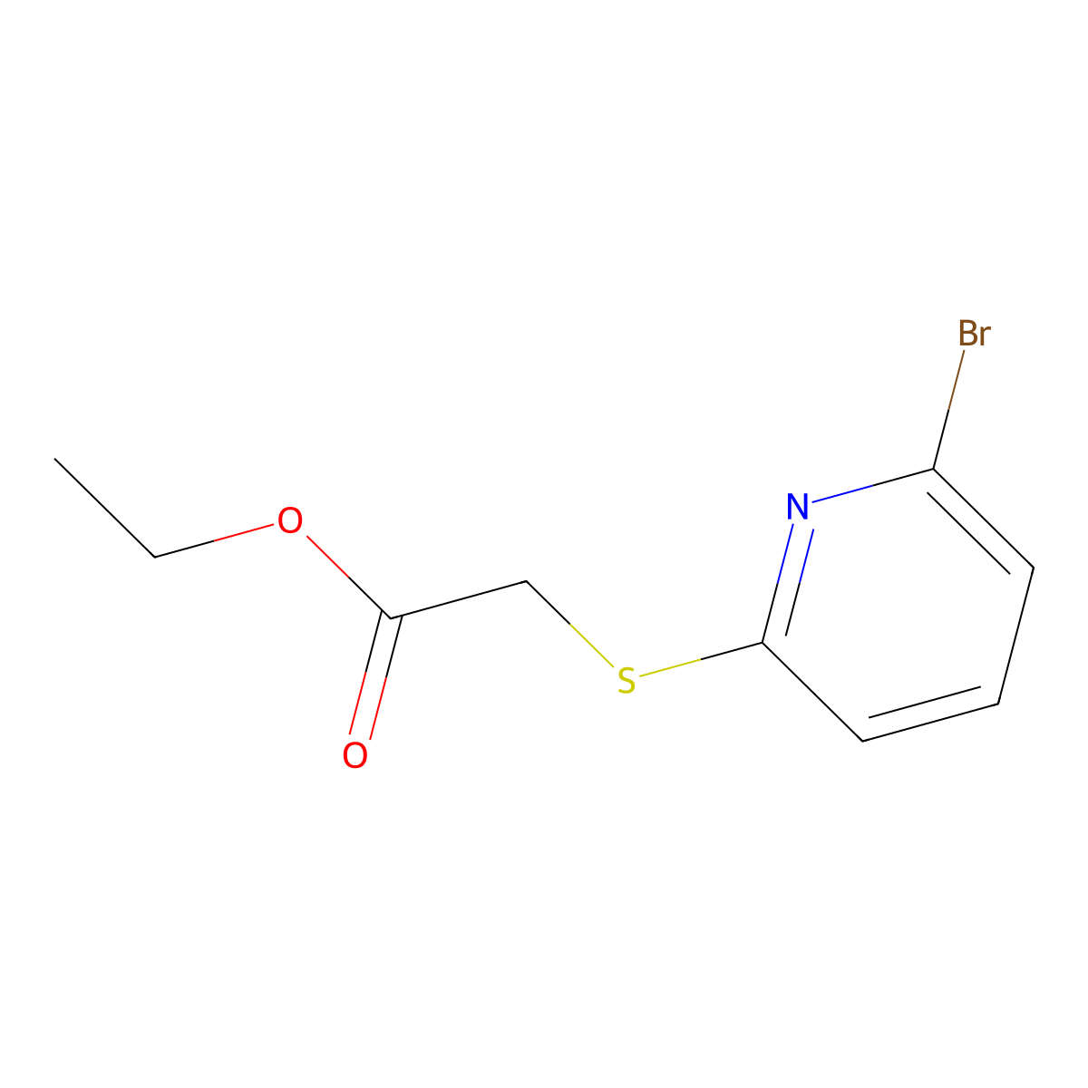 Ethyl 2-((6-bromopyridin-2-yl)sulfanyl)acetate molecular structure, CAS 1343754-88-0