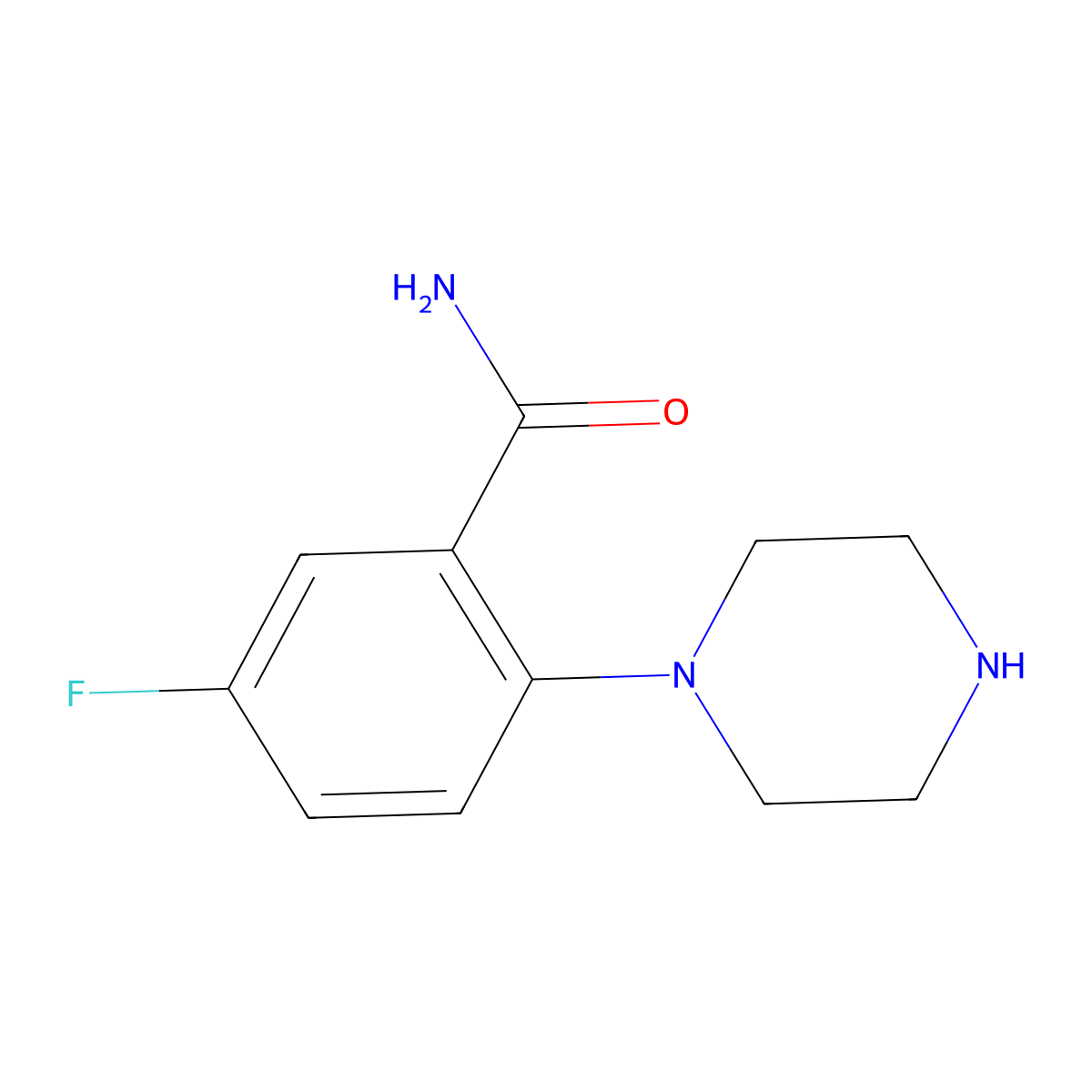 5-Fluoro-2-(piperazin-1-yl)benzamide molecular structure, CAS 1343756-13-7