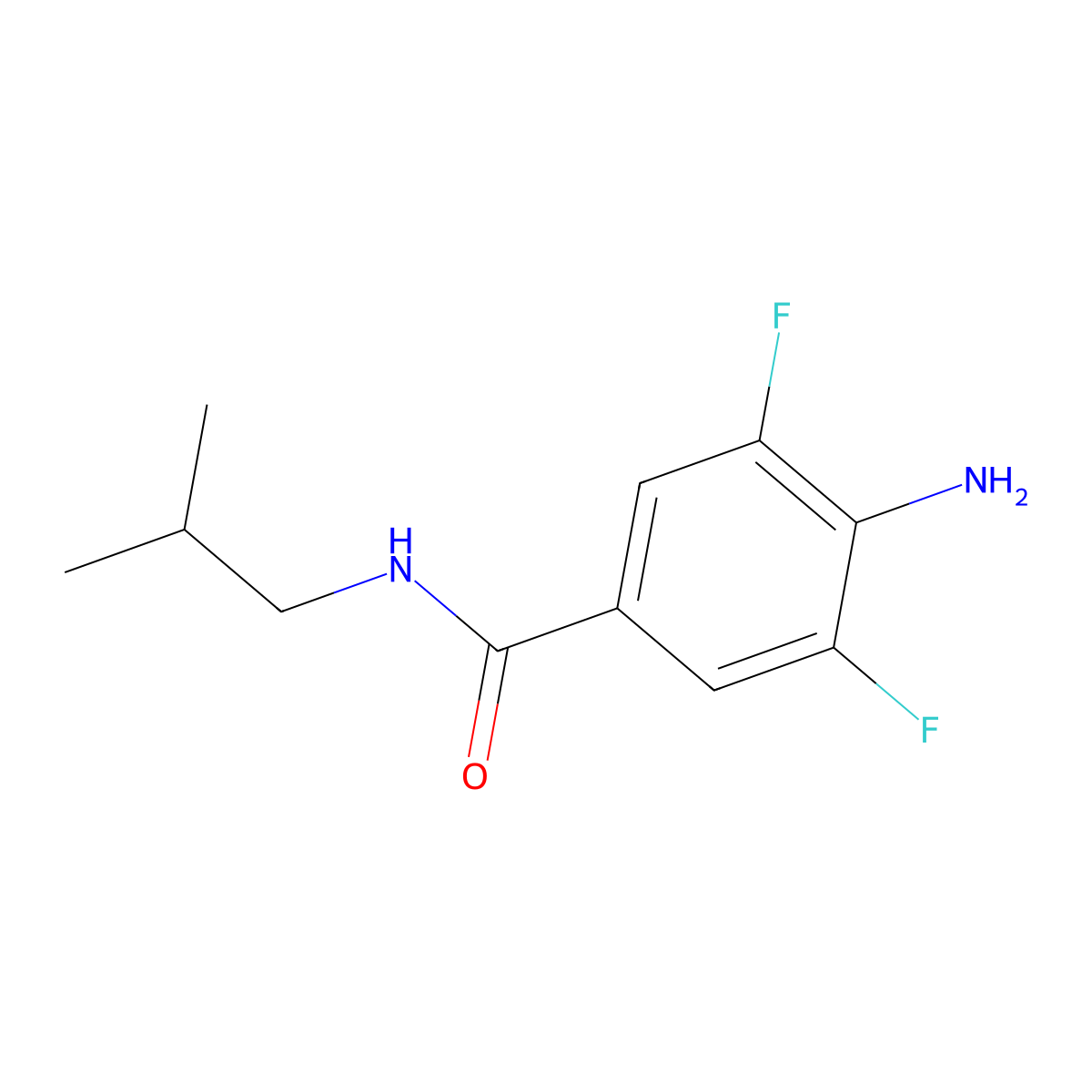4-amino-3,5-difluoro-N-(2-methylpropyl)benzamide molecular structure, CAS 1343757-05-0