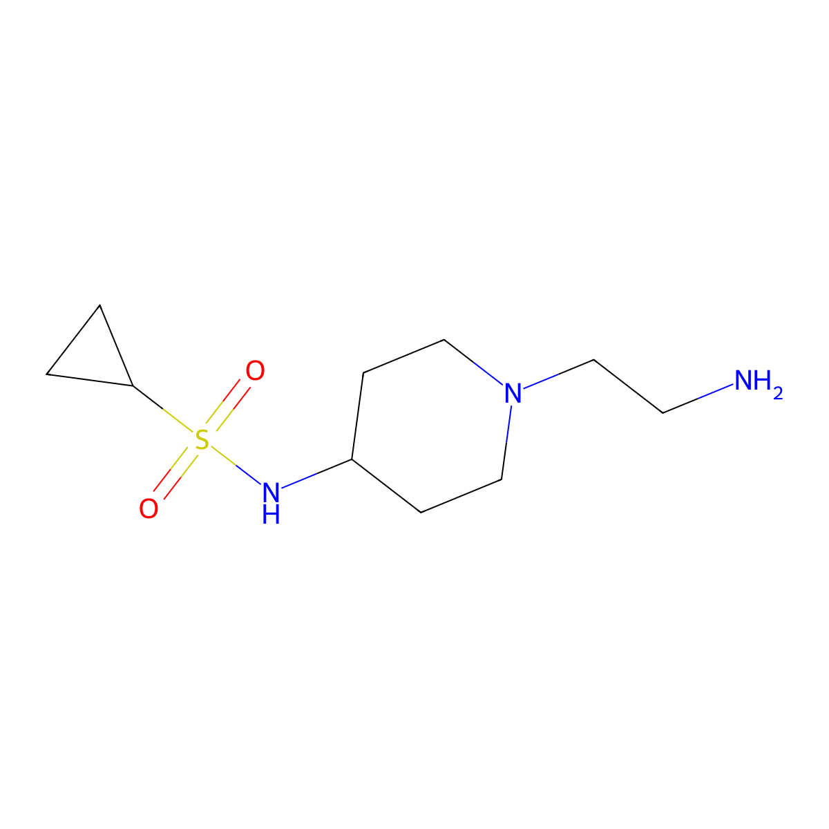 N-[1-(2-aminoethyl)piperidin-4-yl]cyclopropanesulfonamide molecular structure, CAS 1343758-40-6