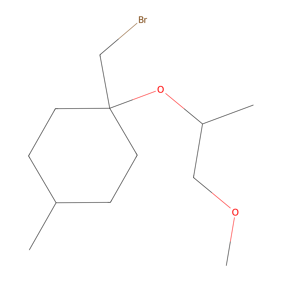 1-(Bromomethyl)-1-((1-methoxypropan-2-yl)oxy)-4-methylcyclohexane molecular structure, CAS 1343761-25-0