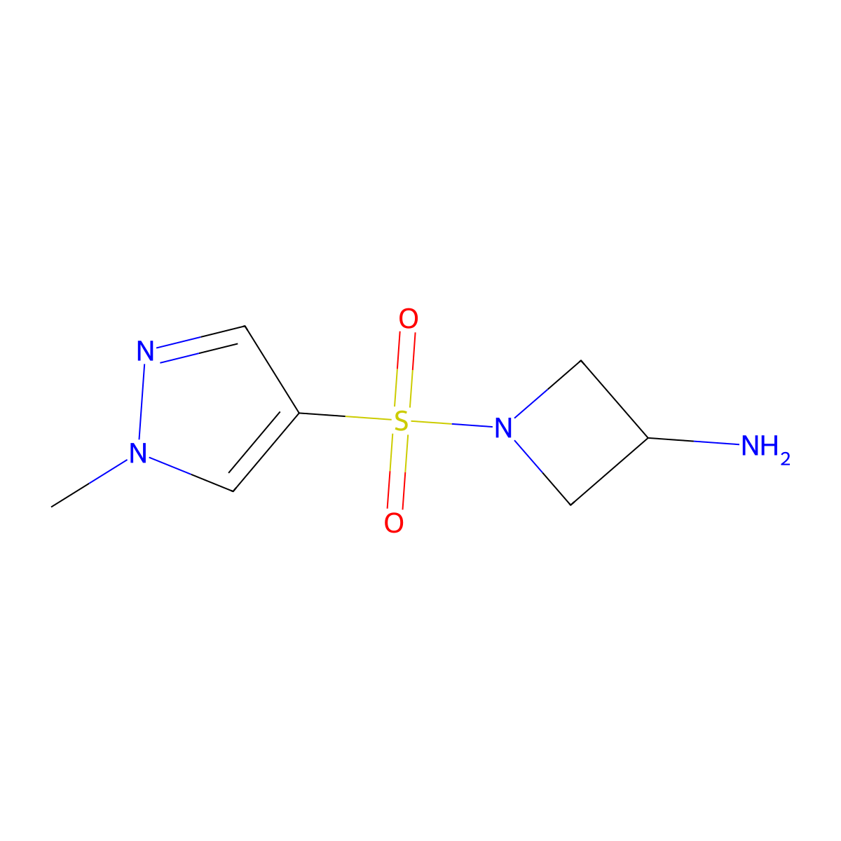 1-[(1-methyl-1H-pyrazol-4-yl)sulfonyl]azetidin-3-amine molecular structure, CAS 1343762-99-1