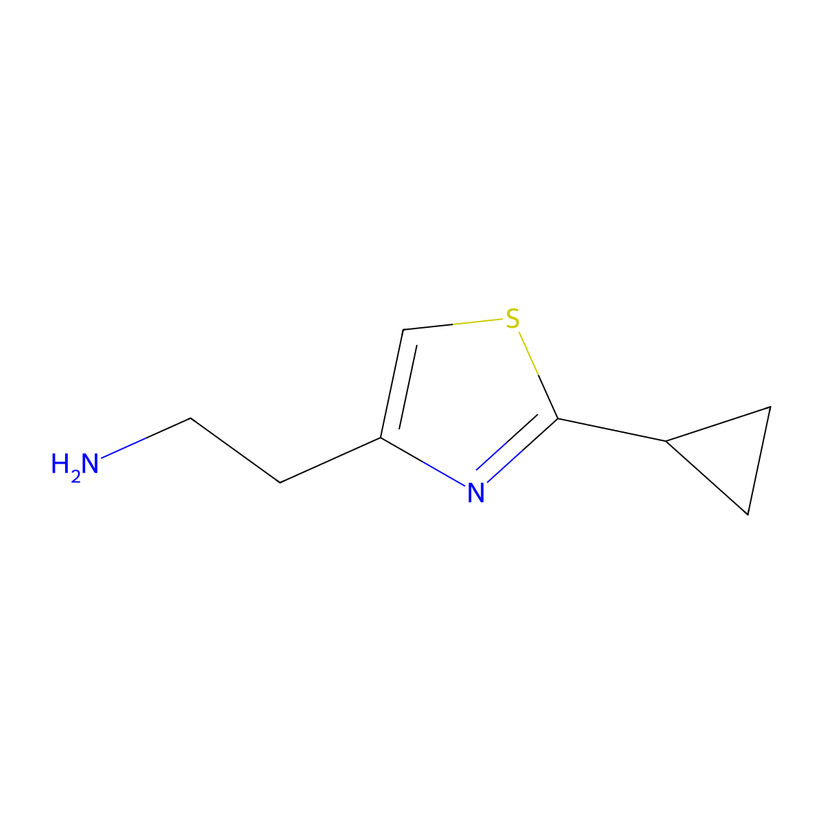 2-(2-Cyclopropyl-1,3-thiazol-4-yl)ethan-1-amine molecular structure, CAS 1343764-14-6