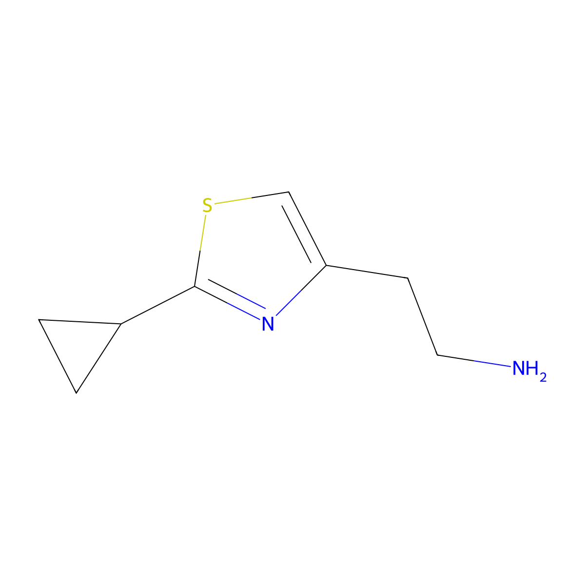 2-(2-Cyclopropyl-1,3-thiazol-4-yl)ethan-1-amine molecular structure, CAS 1343764-14-6