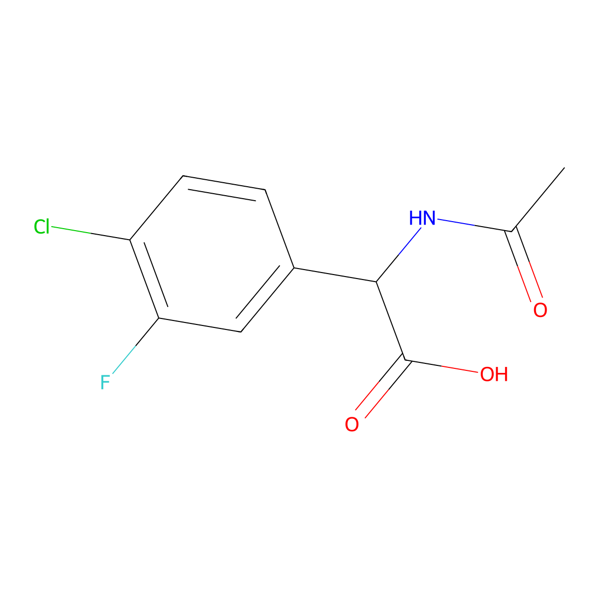 2-(4-Chloro-3-fluorophenyl)-2-acetamidoacetic acid molecular structure, CAS 1343771-25-4