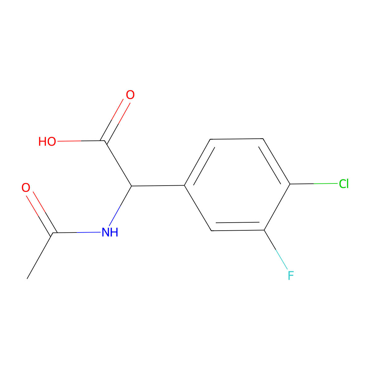 2-(4-Chloro-3-fluorophenyl)-2-acetamidoacetic acid molecular structure, CAS 1343771-25-4