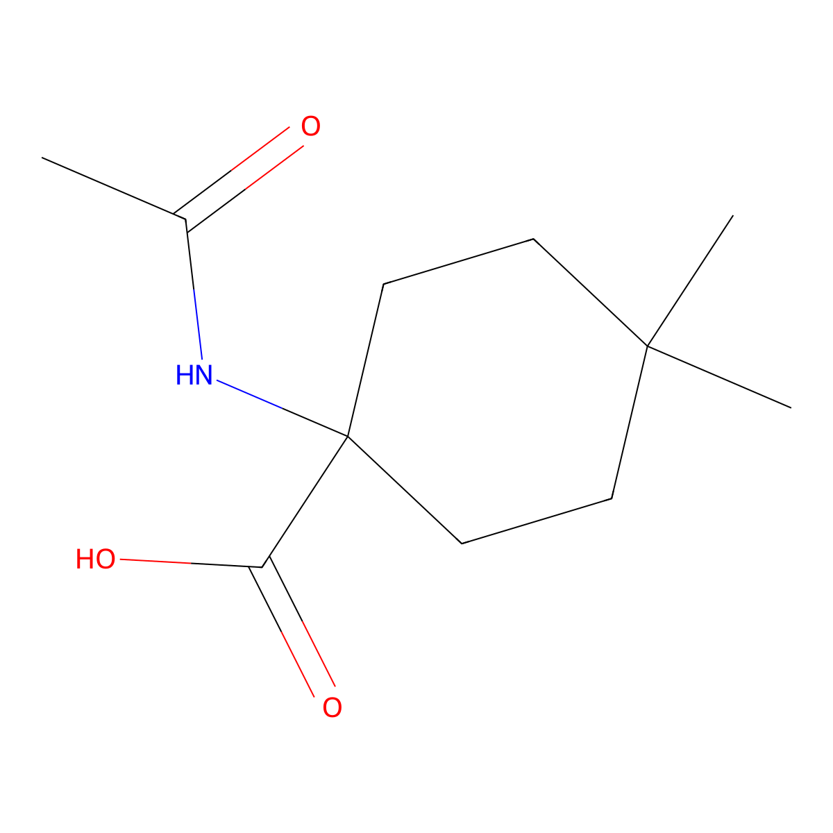 1-Acetamido-4,4-dimethylcyclohexane-1-carboxylic acid molecular structure, CAS 1343772-15-5