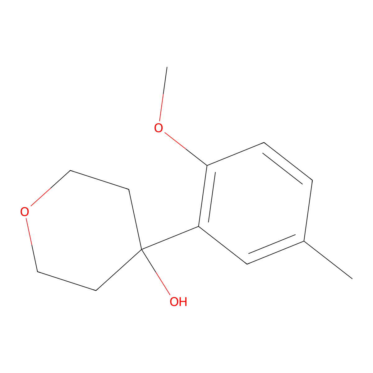 4-(2-Methoxy-5-methylphenyl)oxan-4-ol molecular structure, CAS 1343775-43-8