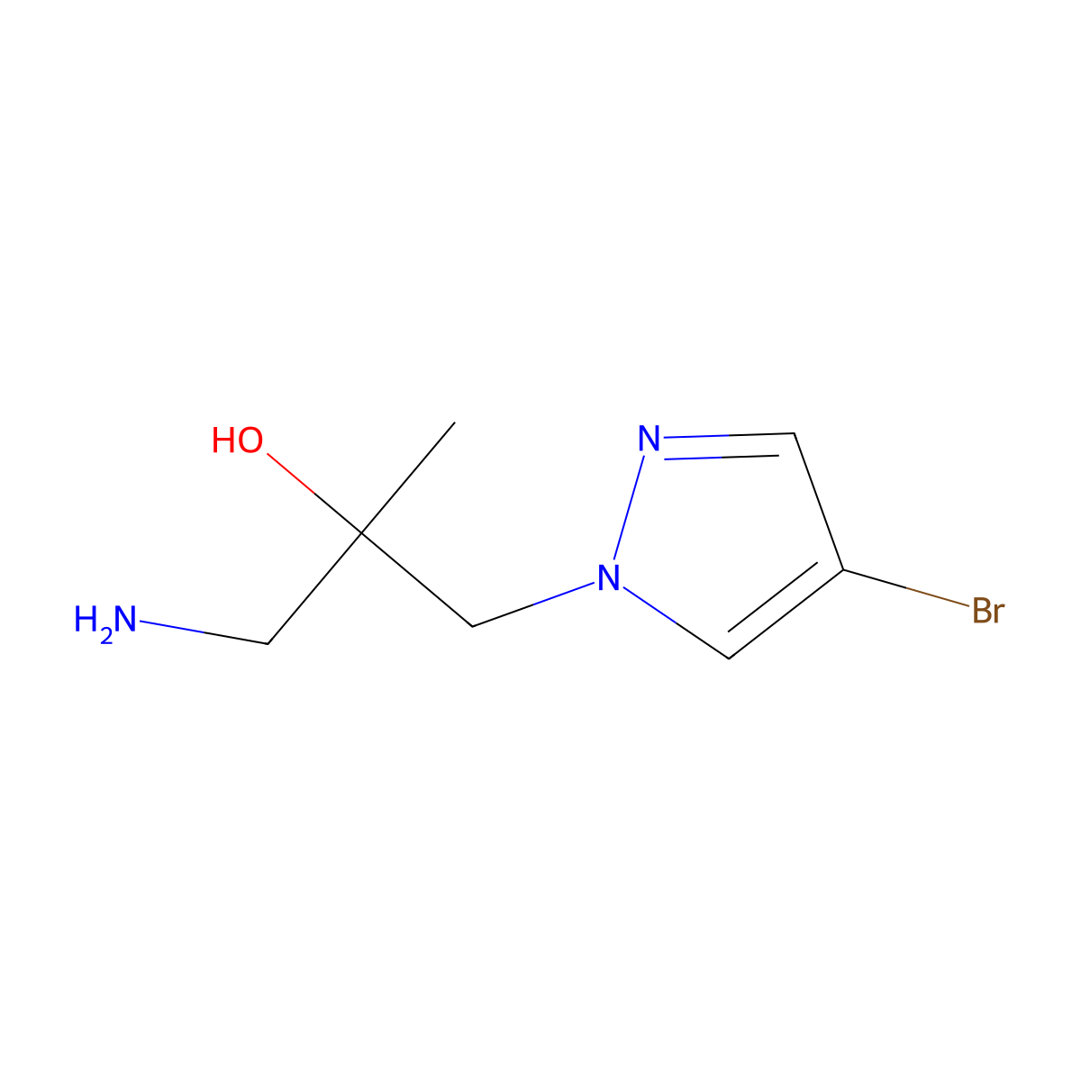1-amino-3-(4-bromo-1H-pyrazol-1-yl)-2-methylpropan-2-ol molecular structure, CAS 1343775-94-9