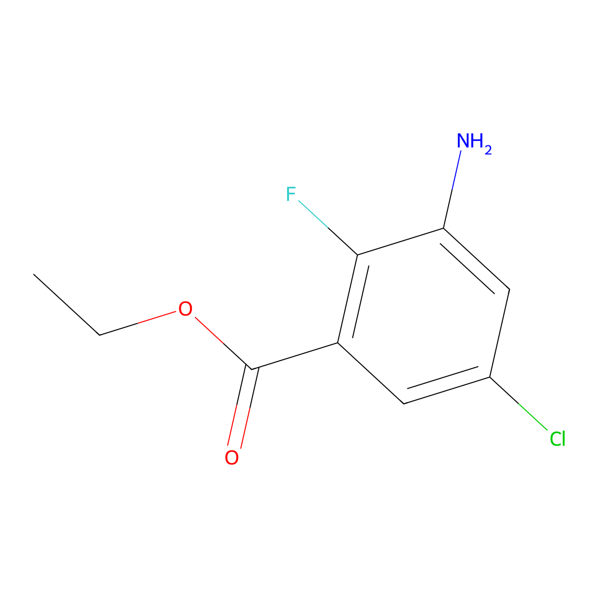 Ethyl 3-amino-5-chloro-2-fluorobenzoate molecular structure, CAS 1343779-58-7