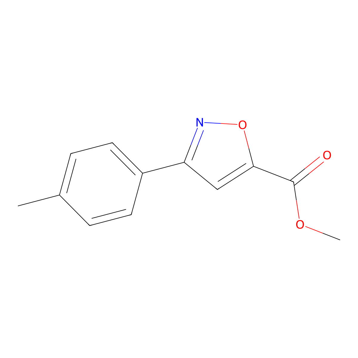 Methyl 3-(p-tolyl)isoxazole-5-carboxylate molecular structure, CAS 134378-94-2