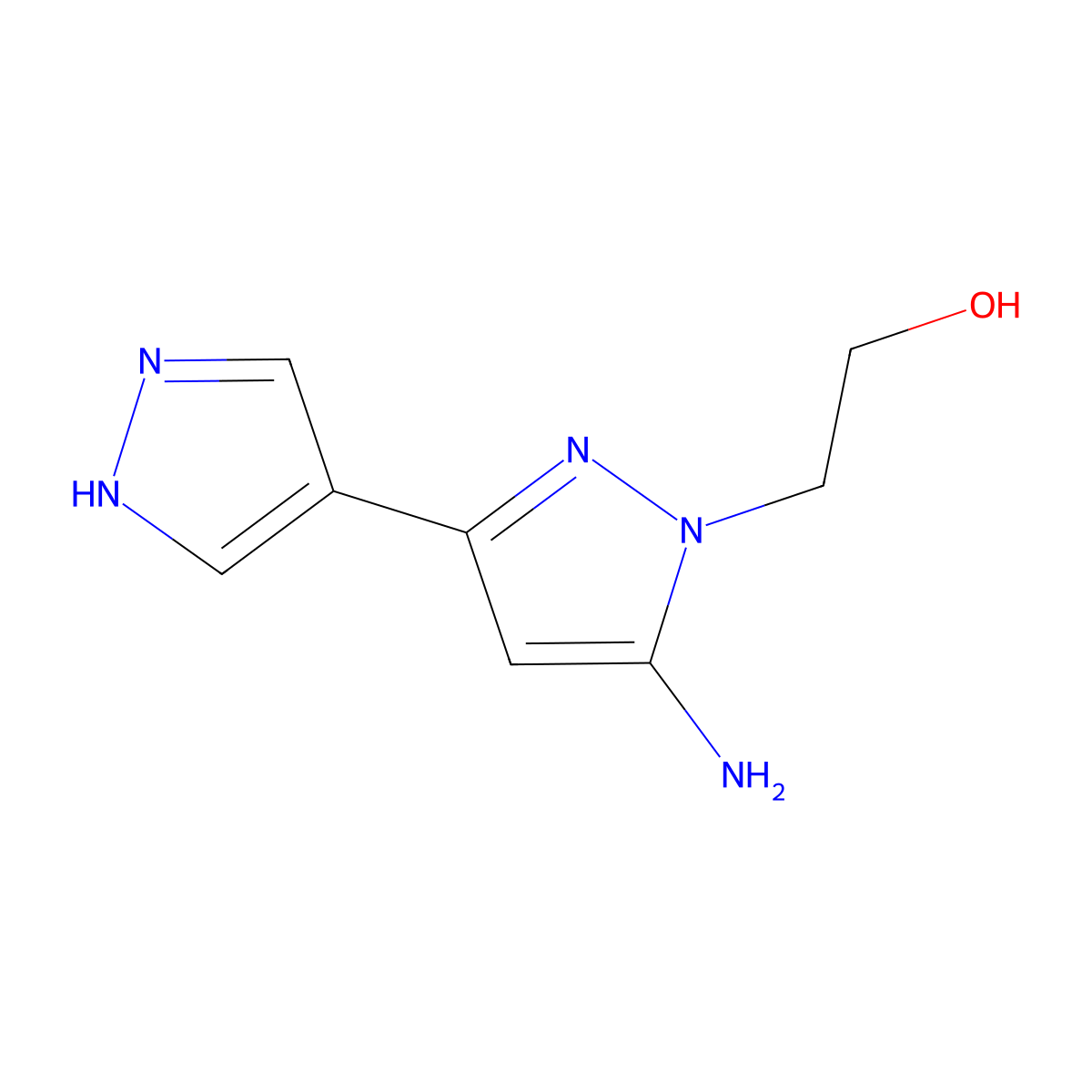 2-[5-amino-3-(1H-pyrazol-4-yl)-1H-pyrazol-1-yl]ethan-1-ol molecular structure, CAS 1343780-39-1