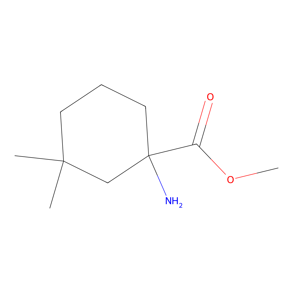 Methyl 1-amino-3,3-dimethylcyclohexane-1-carboxylate molecular structure, CAS 1343781-23-6