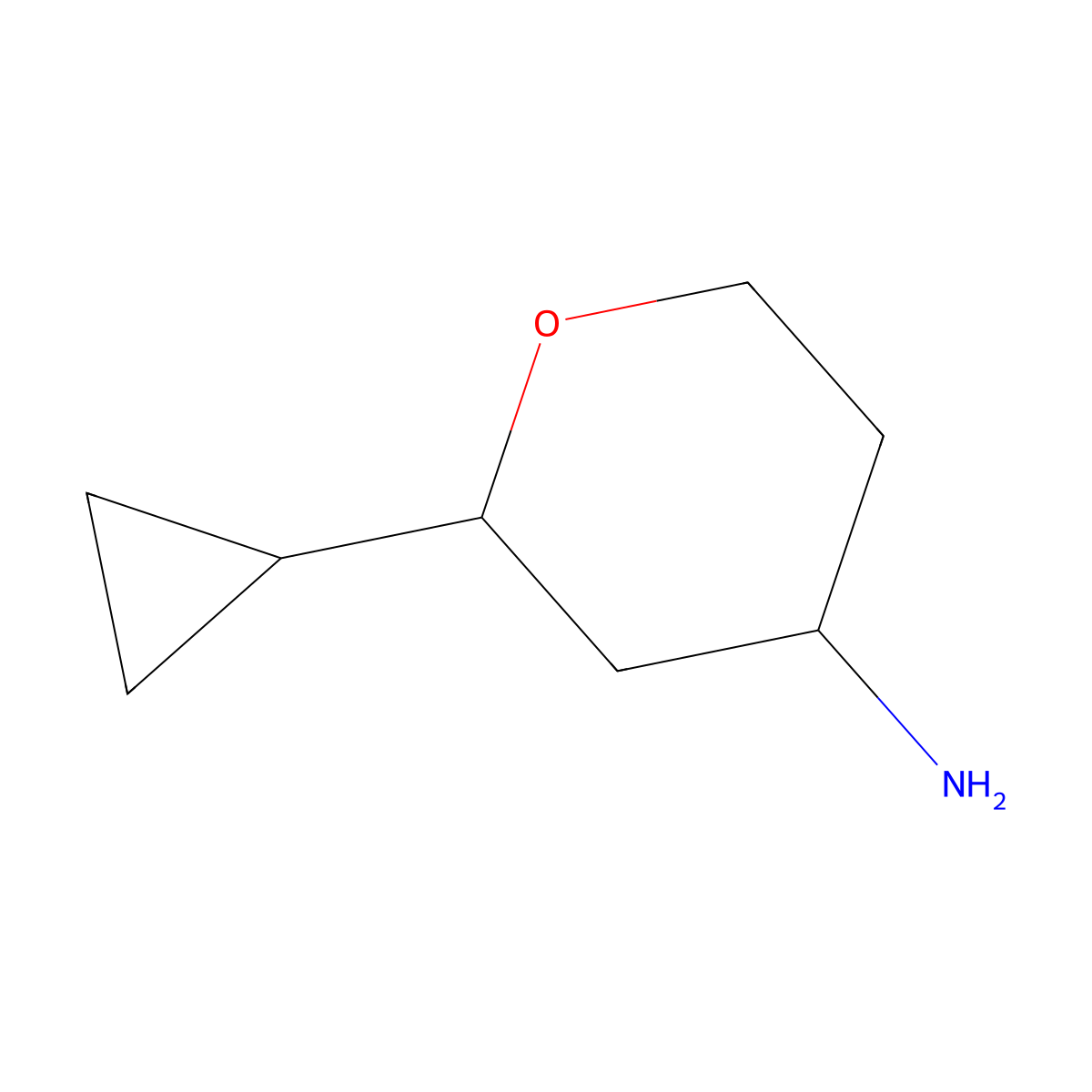 2-Cyclopropyloxan-4-amine molecular structure, CAS 1343782-84-2
