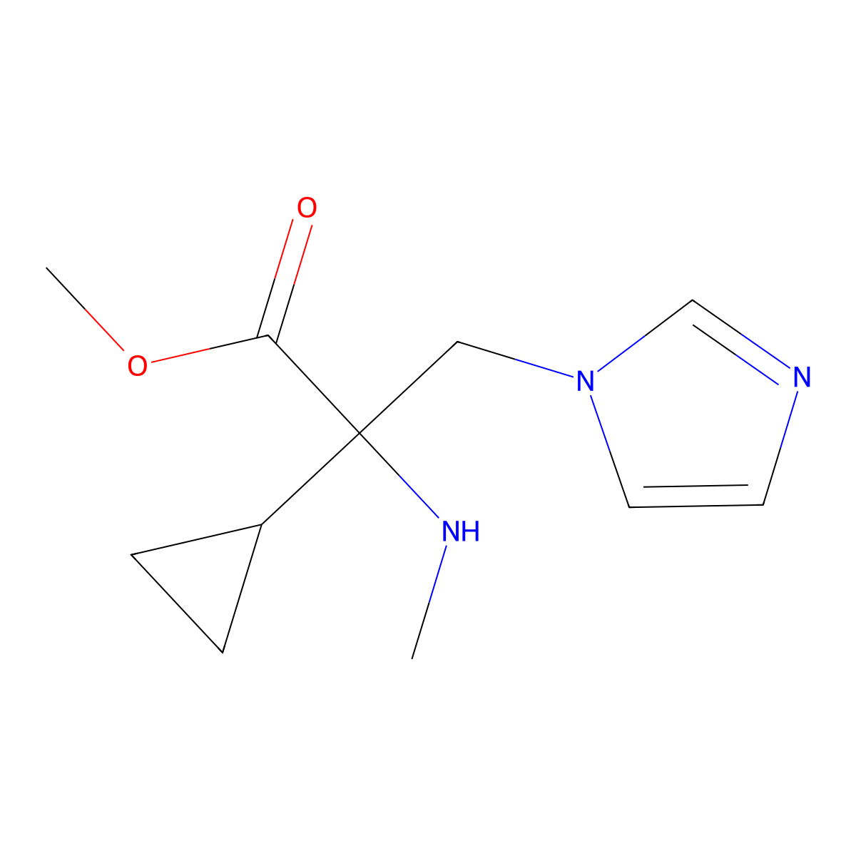 Methyl 2-cyclopropyl-3-(1h-imidazol-1-yl)-2-(methylamino)propanoate molecular structure, CAS 1343784-02-0