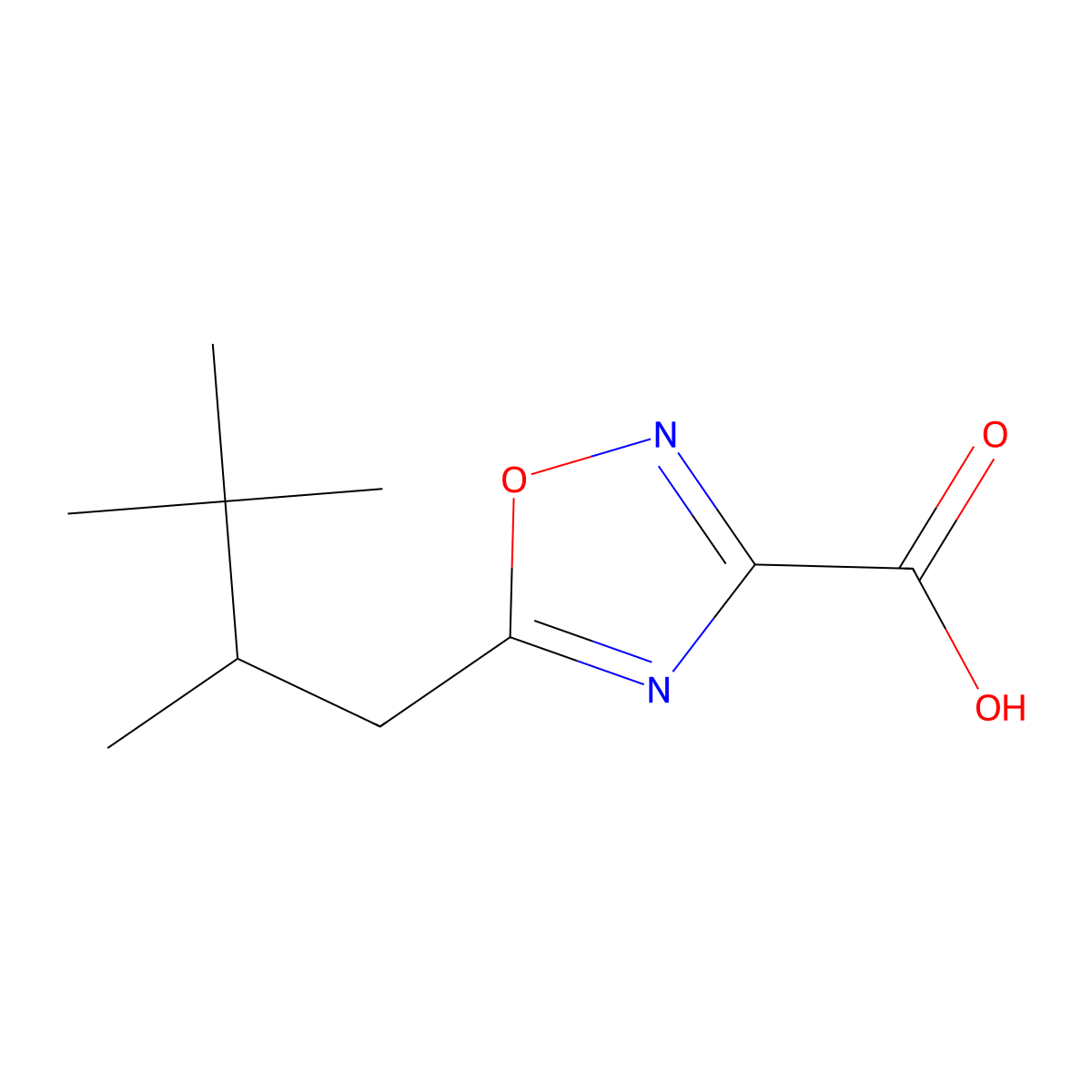 5-(2,3,3-Trimethylbutyl)-1,2,4-oxadiazole-3-carboxylic acid molecular structure, CAS 1343787-16-5