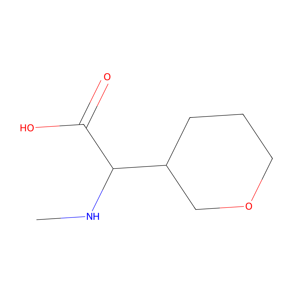 2-(Methylamino)-2-(oxan-3-yl)acetic acid molecular structure, CAS 1343788-84-0