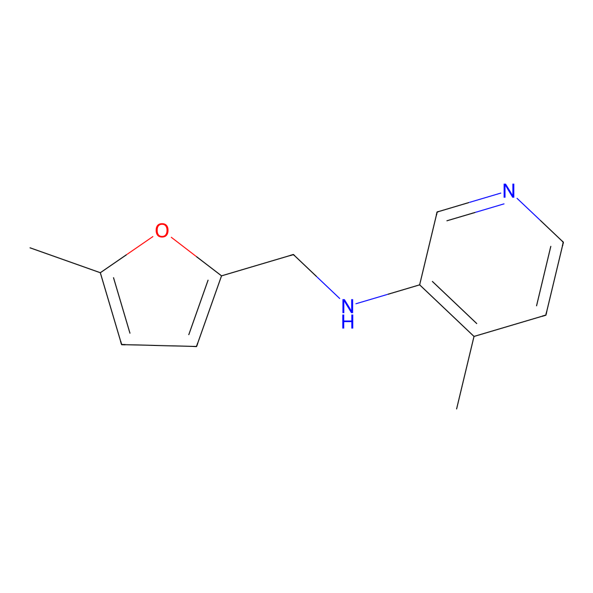 4-methyl-N-[(5-methylfuran-2-yl)methyl]pyridin-3-amine molecular structure, CAS 1343791-59-2
