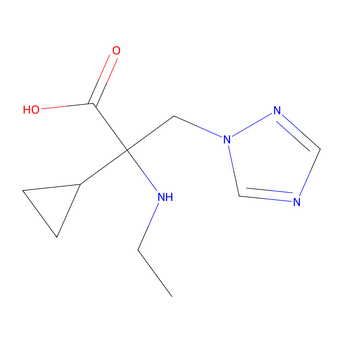 2-Cyclopropyl-2-(ethylamino)-3-(1h-1,2,4-triazol-1-yl)propanoic acid molecular structure, CAS 1343793-93-0