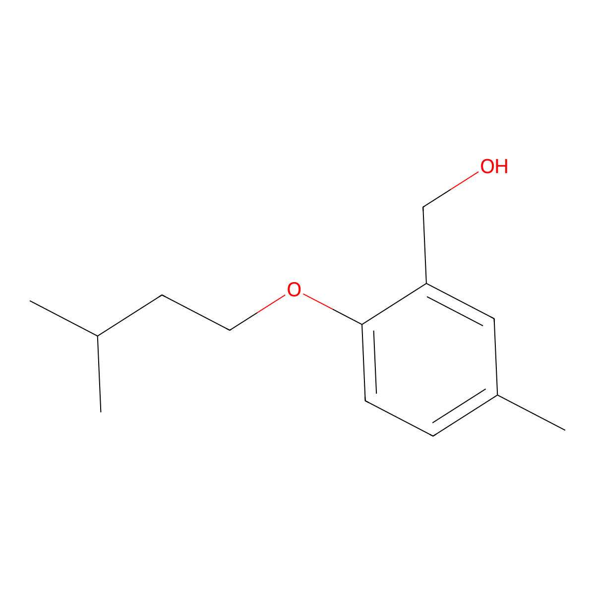(2-(Isopentyloxy)-5-methylphenyl)methanol molecular structure, CAS 1343795-39-0