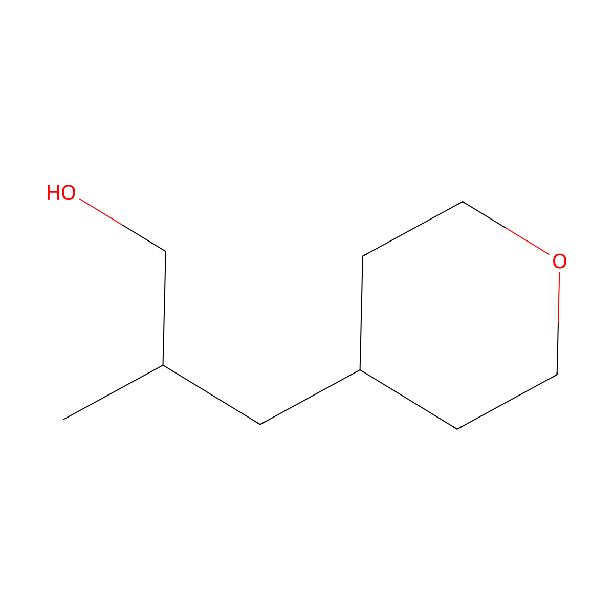 2-Methyl-3-(oxan-4-yl)propan-1-ol molecular structure, CAS 1343797-68-1
