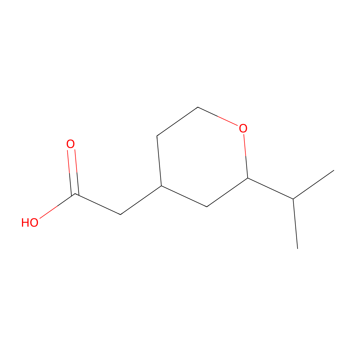 2-[2-(Propan-2-yl)oxan-4-yl]acetic acid molecular structure, CAS 1343801-90-0