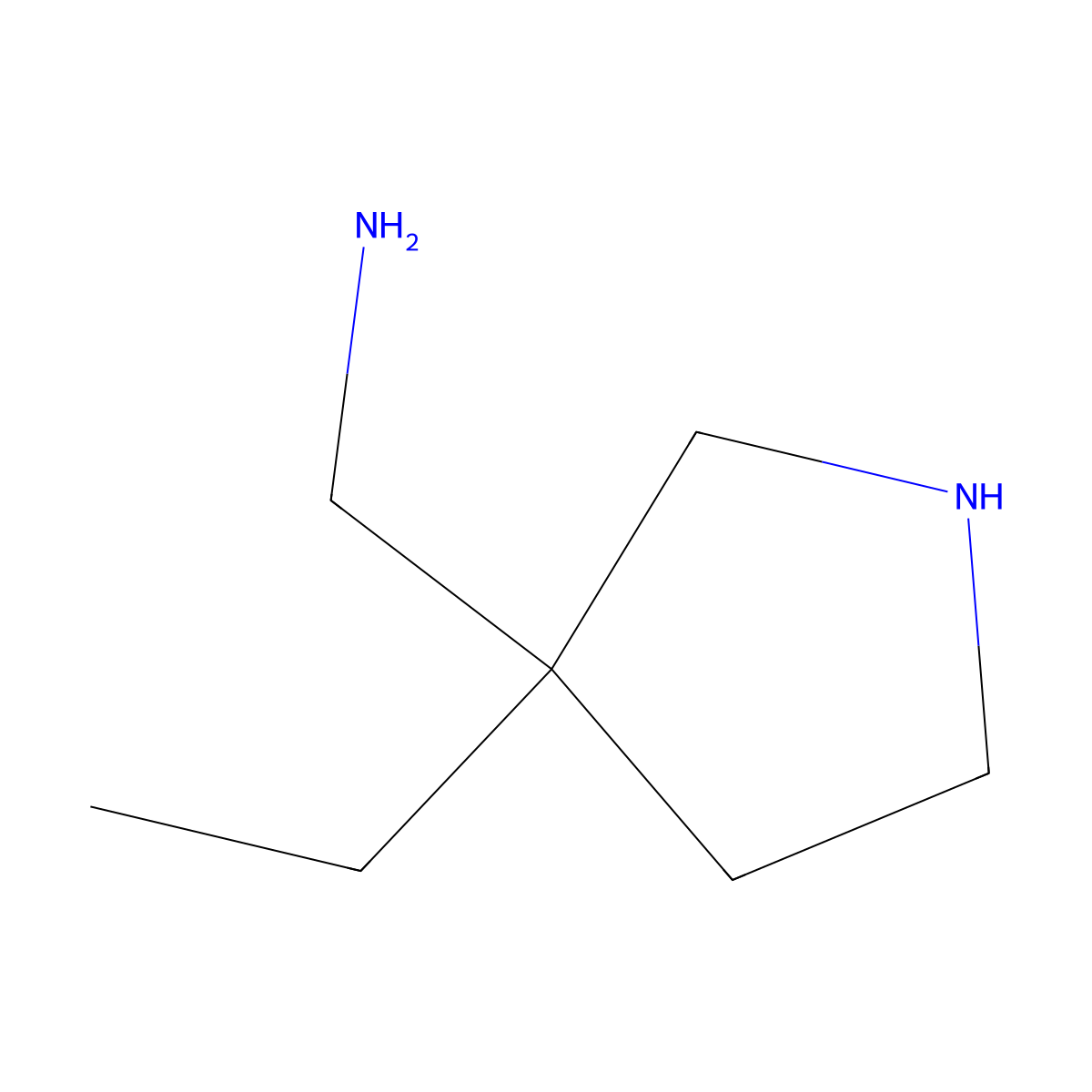 (3-Ethylpyrrolidin-3-yl)methanamine molecular structure, CAS 1343804-04-5