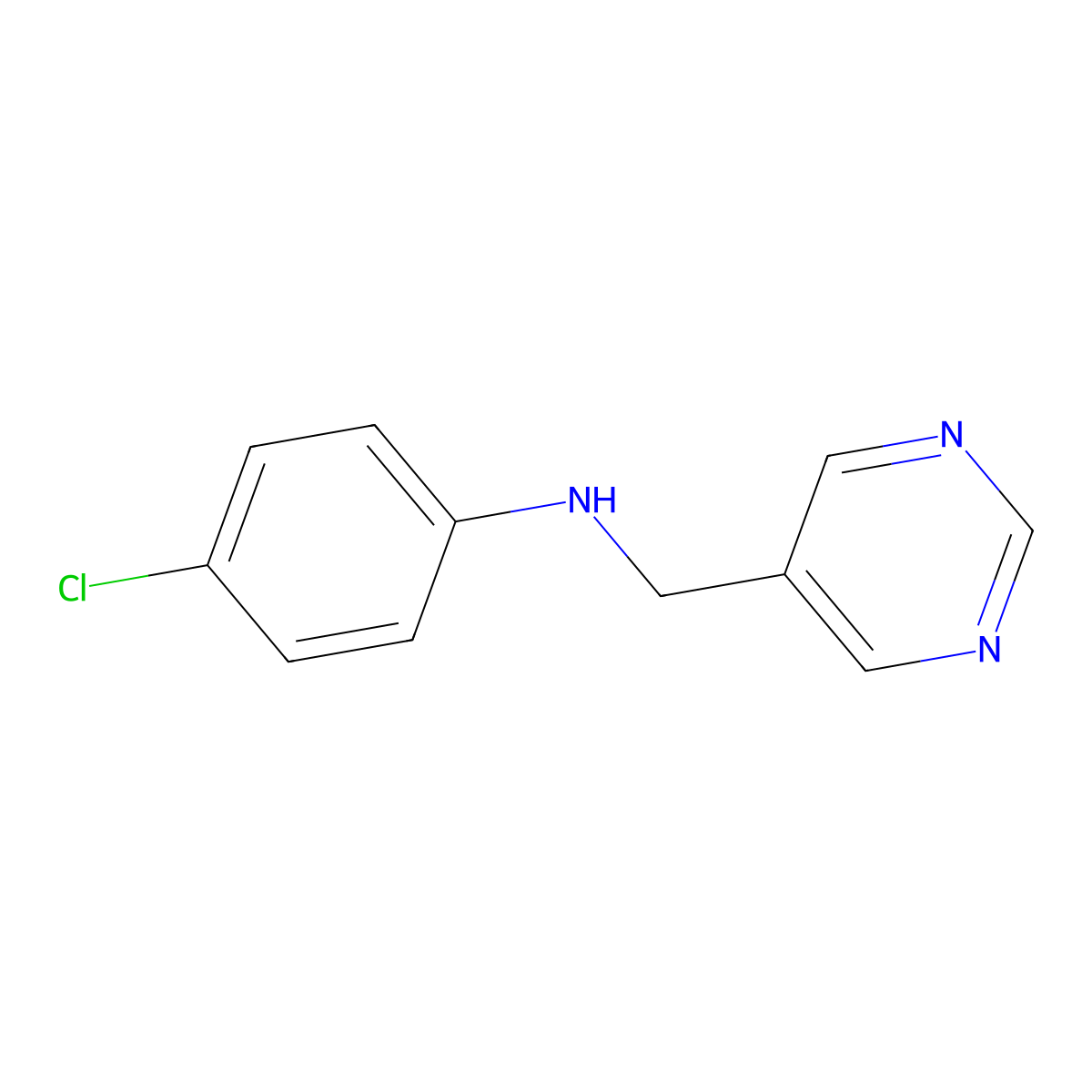 4-chloro-N-(pyrimidin-5-ylmethyl)aniline molecular structure, CAS 1343805-78-6