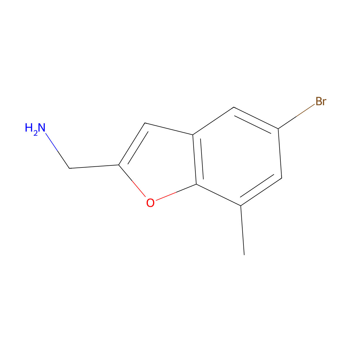 (5-Bromo-7-methyl-1-benzofuran-2-yl)methanamine molecular structure, CAS 1343809-80-2