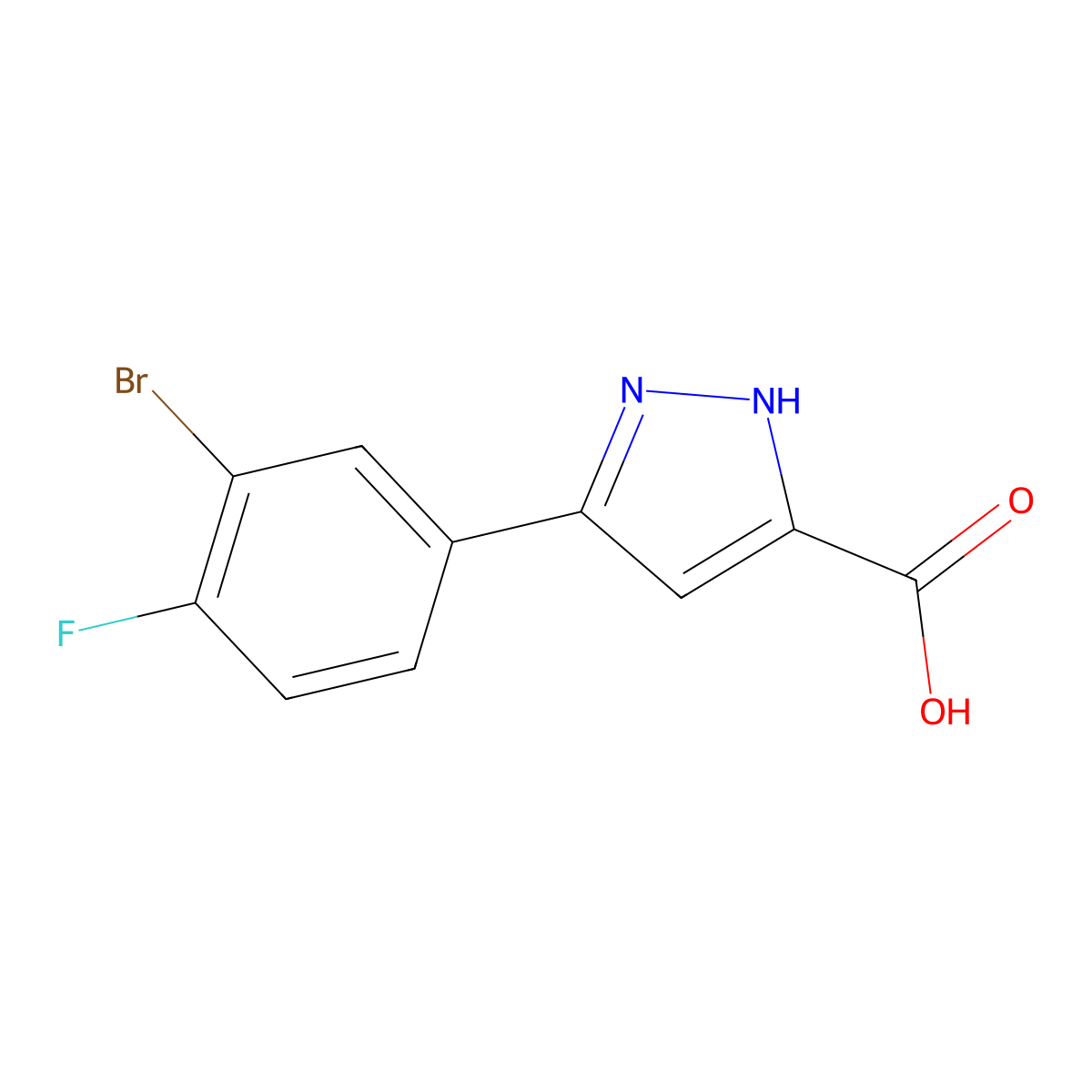 5-(3-Bromo-4-fluorophenyl)-1H-pyrazole-3-carboxylic acid molecular structure, CAS 1343810-93-4