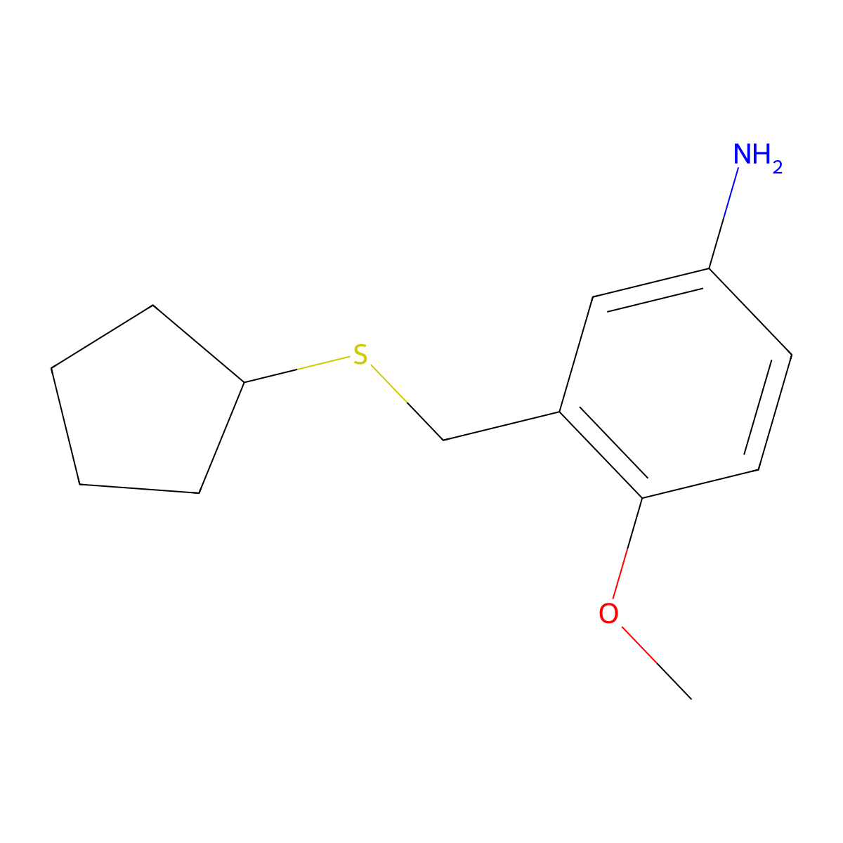 3-[(Cyclopentylsulfanyl)methyl]-4-methoxyaniline molecular structure, CAS 1343811-07-3