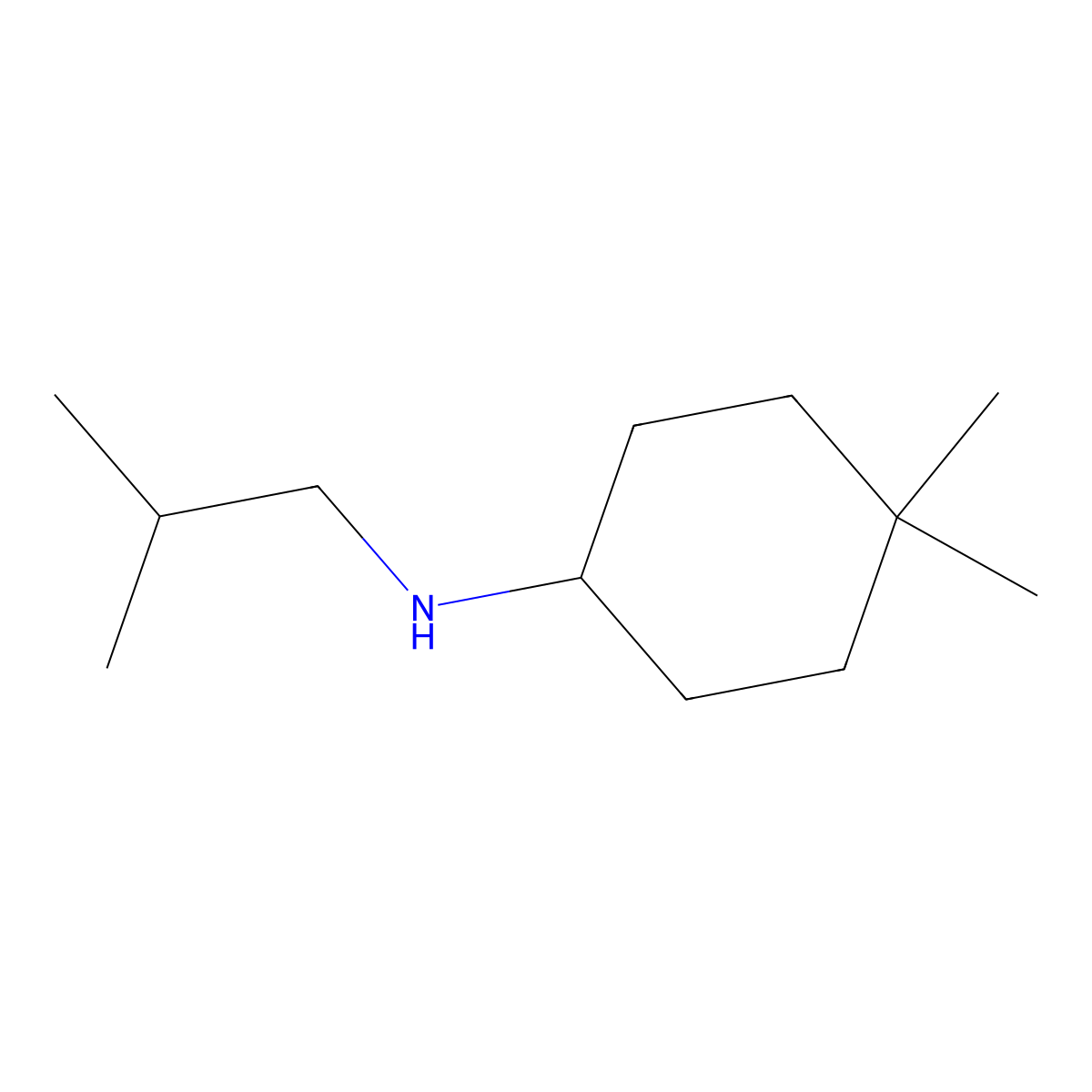 4,4-dimethyl-N-(2-methylpropyl)cyclohexan-1-amine molecular structure, CAS 1343812-60-1
