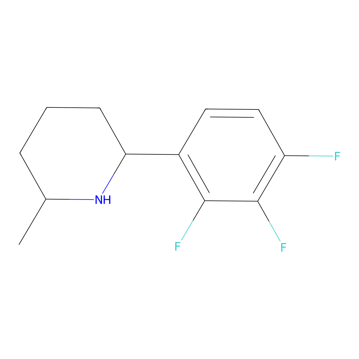 2-Methyl-6-(2,3,4-trifluorophenyl)piperidine molecular structure, CAS 1343814-76-5