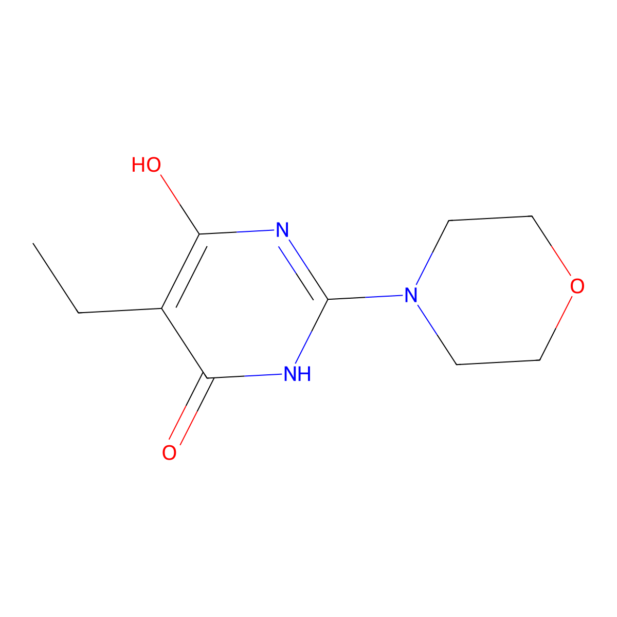 5-Ethyl-6-hydroxy-2-(morpholin-4-yl)-3,4-dihydropyrimidin-4-one molecular structure, CAS 1343815-03-1