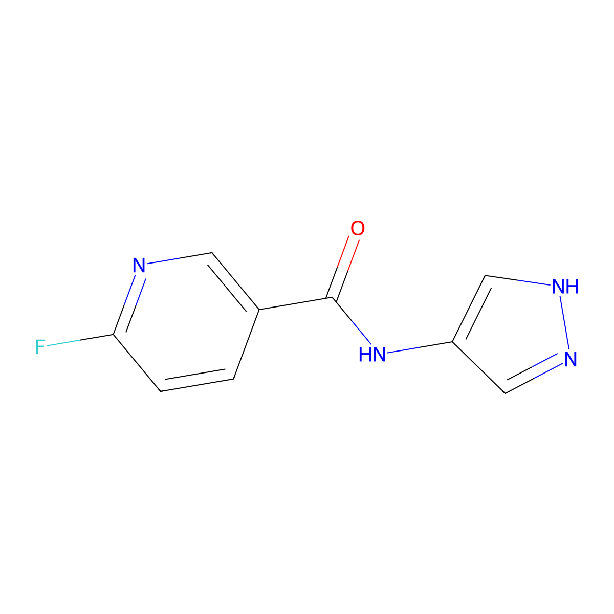 6-fluoro-N-(1H-pyrazol-4-yl)pyridine-3-carboxamide molecular structure, CAS 1343820-47-2