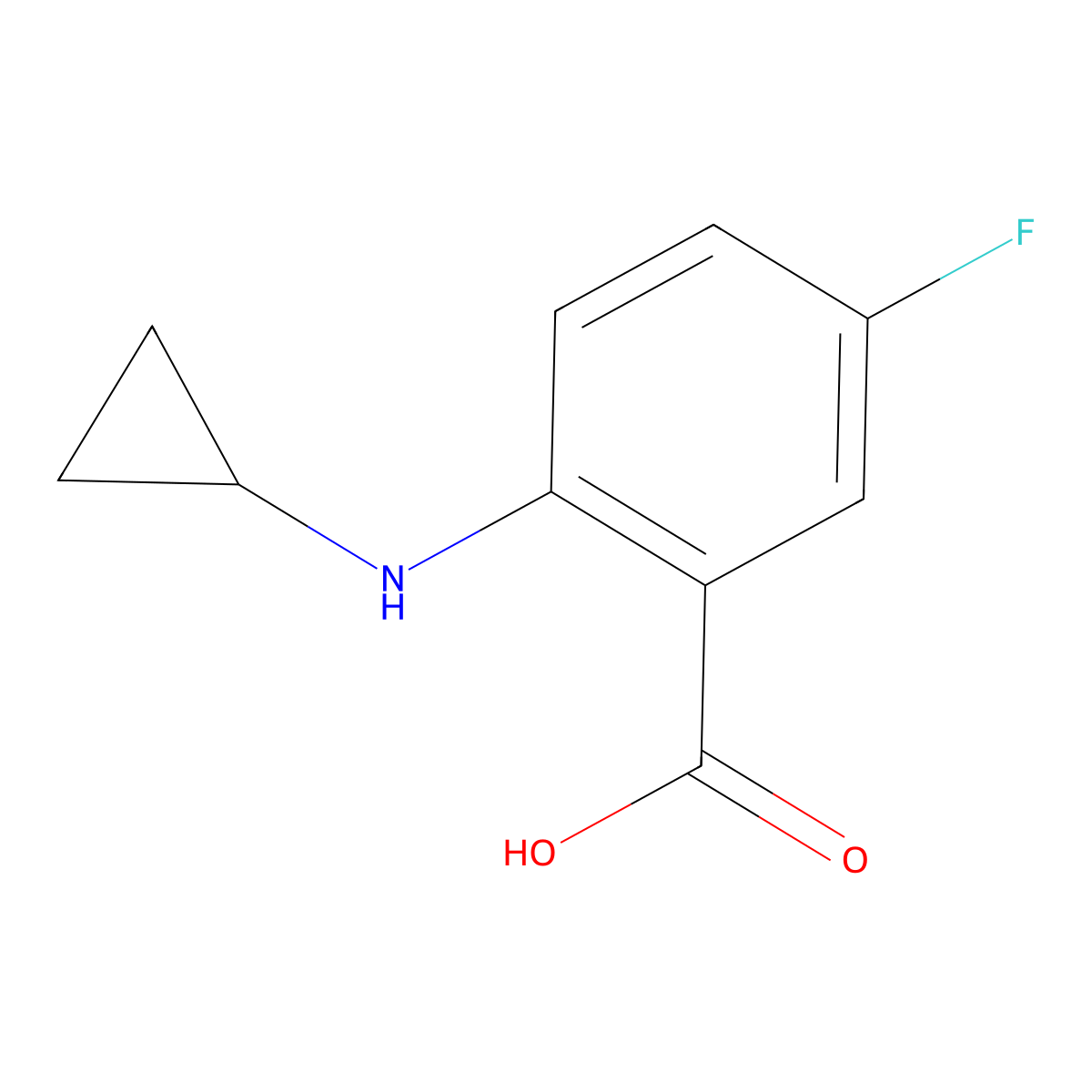 2-(Cyclopropylamino)-5-fluorobenzoic acid molecular structure, CAS 1343827-54-2