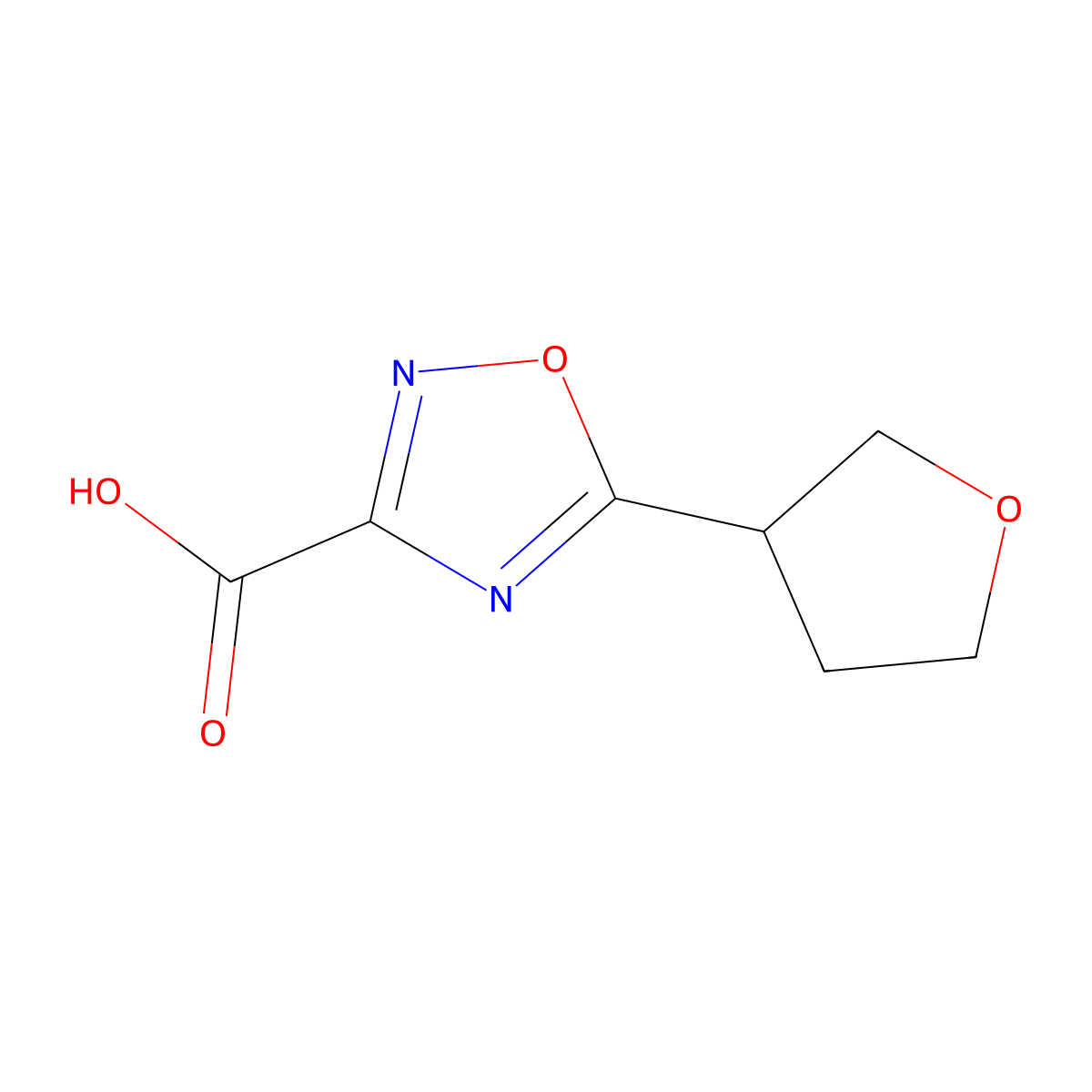 5-(Oxolan-3-yl)-1,2,4-oxadiazole-3-carboxylic acid molecular structure, CAS 1343828-03-4