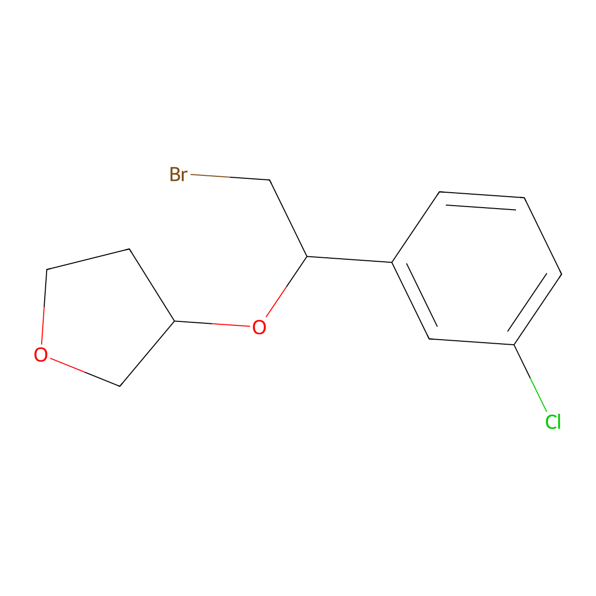 3-[2-Bromo-1-(3-chlorophenyl)ethoxy]oxolane molecular structure, CAS 1343828-97-6