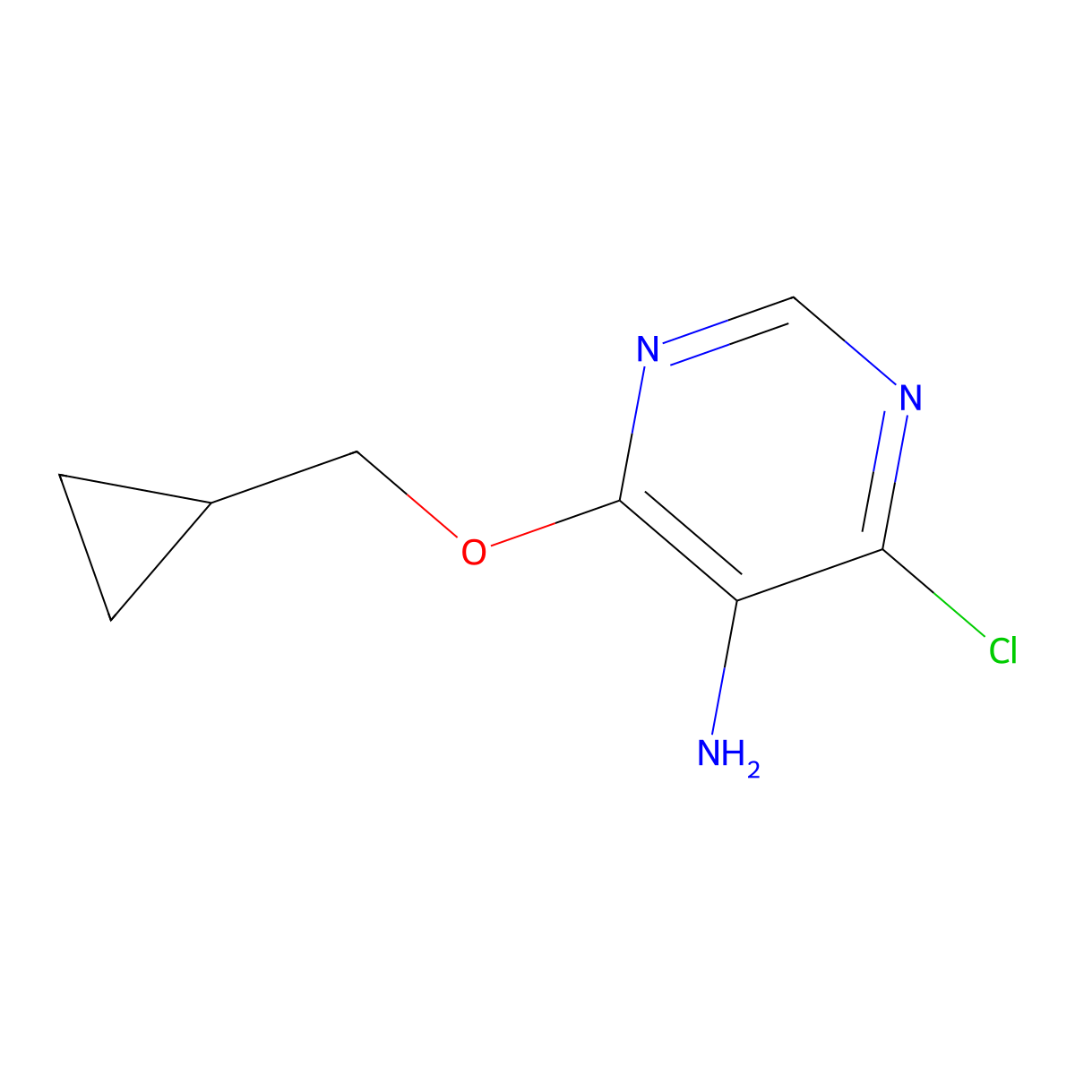 4-Chloro-6-(cyclopropylmethoxy)pyrimidin-5-amine molecular structure, CAS 1343829-70-8