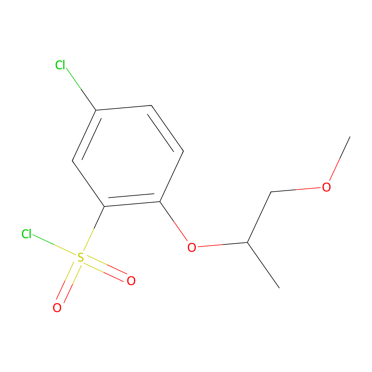 5-Chloro-2-[(1-methoxypropan-2-yl)oxy]benzene-1-sulfonyl chloride molecular structure, CAS 1343835-30-2