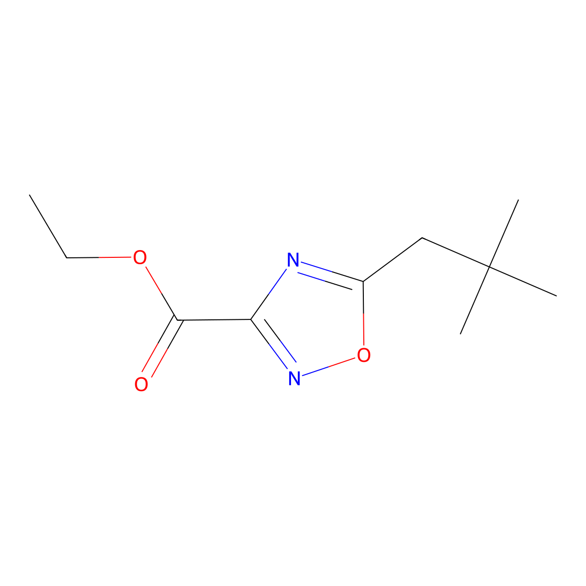 Ethyl 5-(2,2-dimethylpropyl)-1,2,4-oxadiazole-3-carboxylate molecular structure, CAS 1343835-50-6